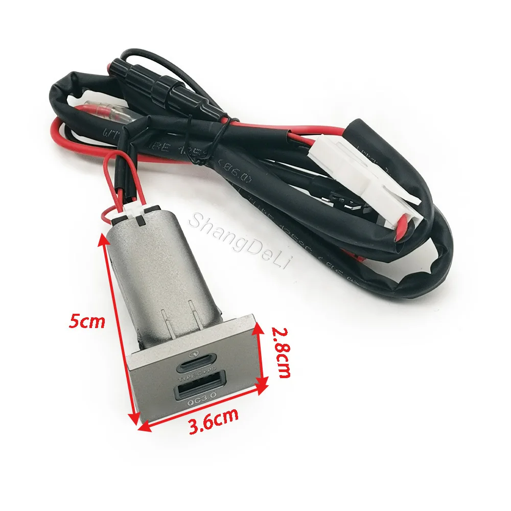 Фото Автомобильное зарядное устройство с двумя USB-портами QC3.0 Type C PD, 12В/24В, серебристое, подходит для Ford Focus 2 Mk2 2009-2011 №2