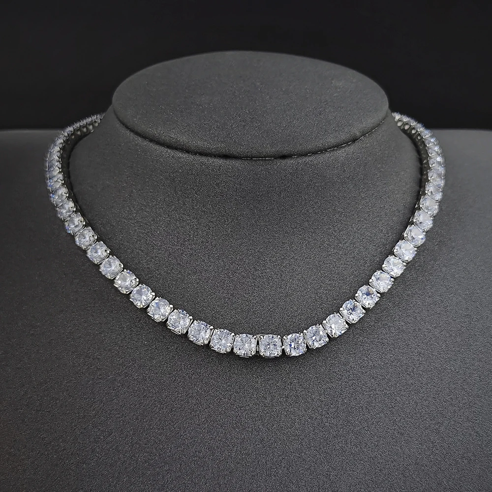 Модное теннисное ожерелье 4 мм 5 в стиле хип-хоп золотого и серебряного цветов