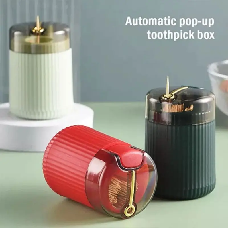 

Pop-up Automatic Toothpick Dispenser Push Button Toothpick Holder Convenient Toothpick Organizer Creative Toothpick Jar