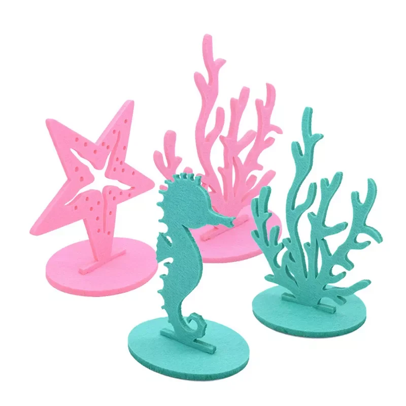 

JMT 2Pcs Little Mermaid Theme Party Decorations DIY Felt Coral Table Ornament Under the Sea Girl Birthday Party Supplies Baby Sh