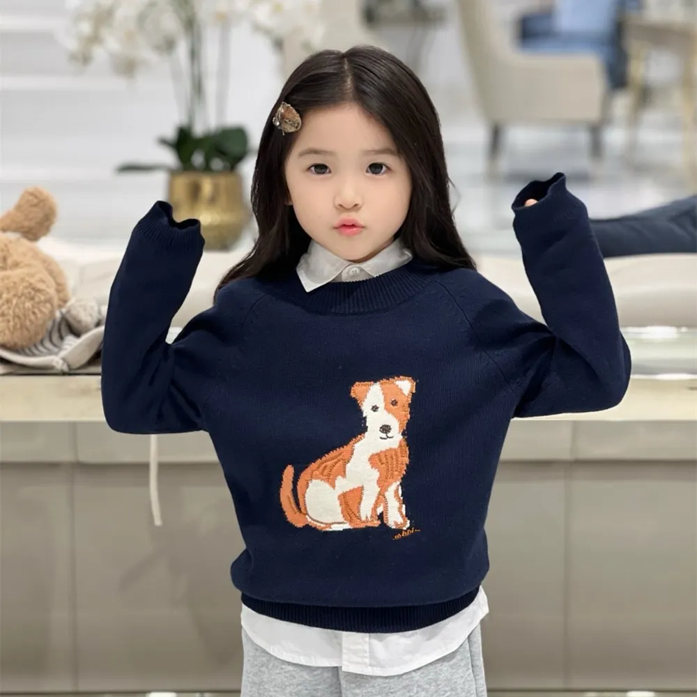 Зимние детские свитера одежда для маленьких девочек свитер с рисунком собаки