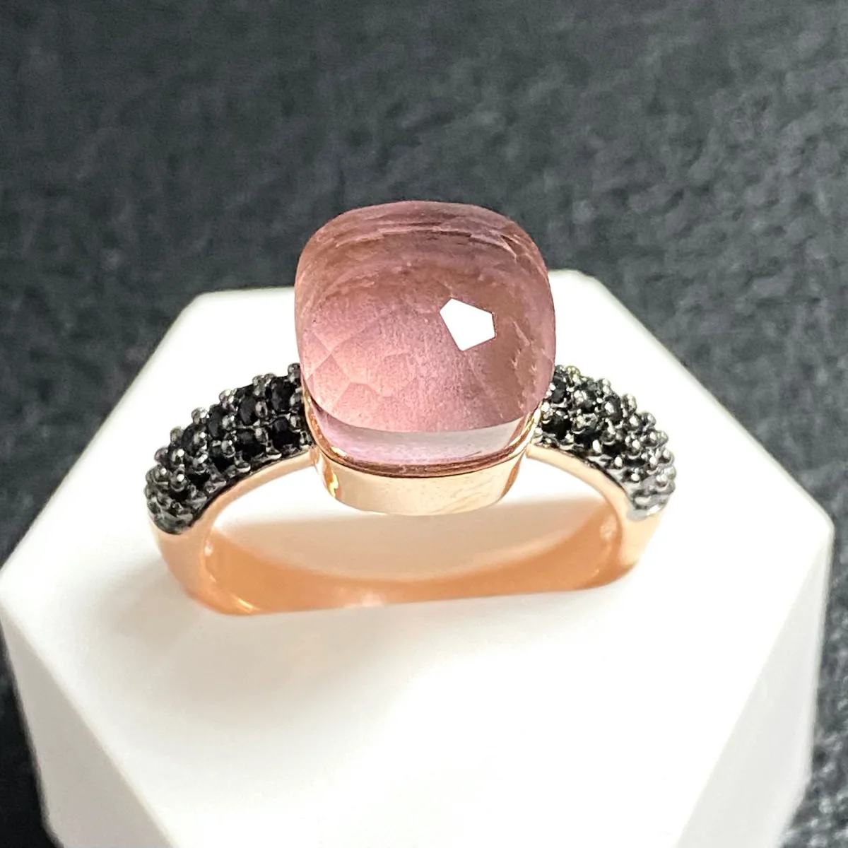 Кольцо Nudo 10 6 мм с инкрустацией из черного циркона и покрытием черным пистолетом