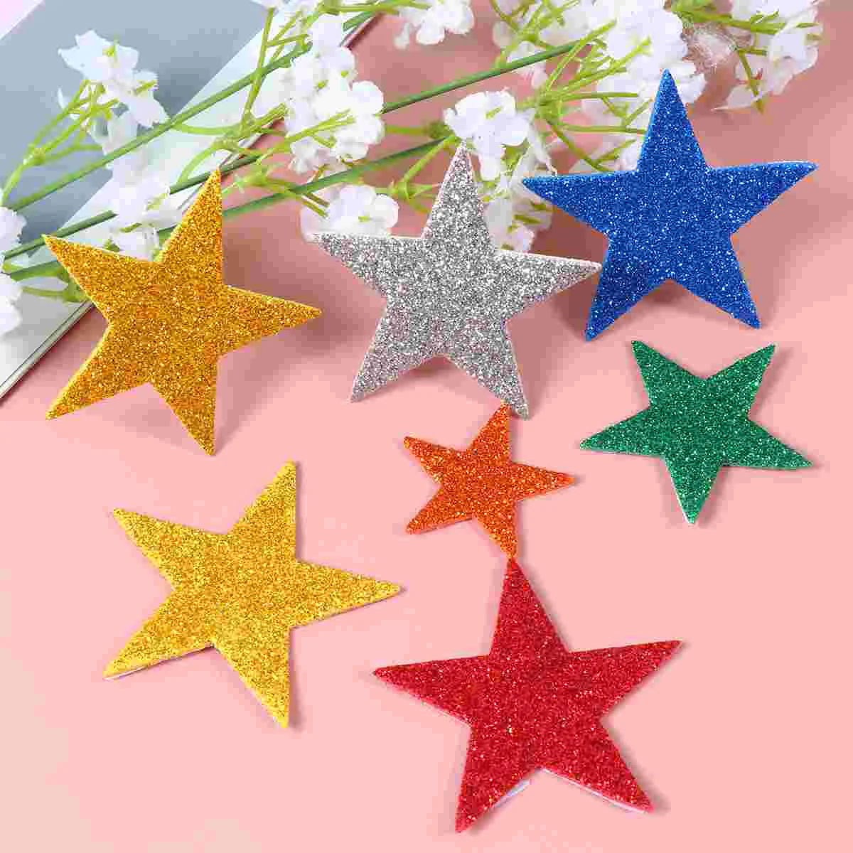 

Sticker Glitterstickers Star Christmas Party Eva Wall Decoration Pentagram Adhesive Self Shape Sponge Colorful Scrapbooking