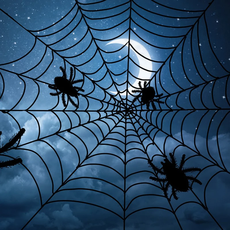 

Новый черный нейлоновый круглый паук, паутина, ужас, дом с привидениями, украшение для вечевечерние НКИ на Хэллоуин, для дома, бара, празднич...