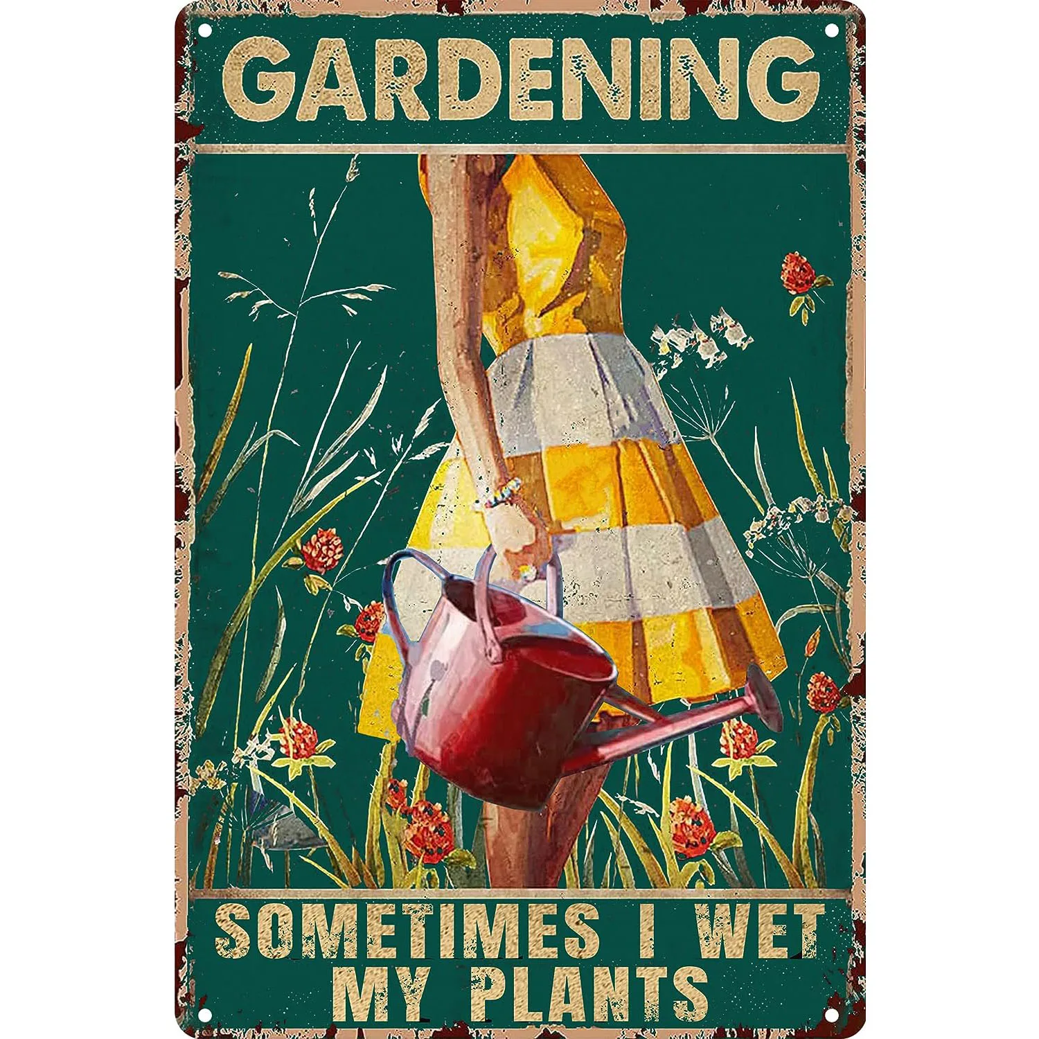 

Vintage Garden Metal Signs-Sometimes I Wet My Plants Tin Sign,Outside Gardening Retro Rustic Poster Sign Gifts Wall Fence Decor