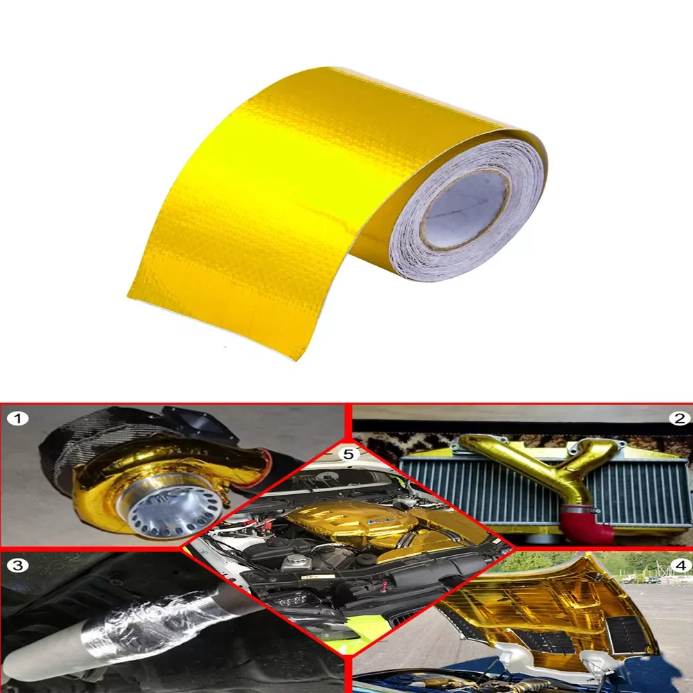 

Tape Heat Wrap Gold Thermal Air Intake Insulation Shield Reflective Heat Barrier Self Adhesive Engine 2 Inch 5/9/10M