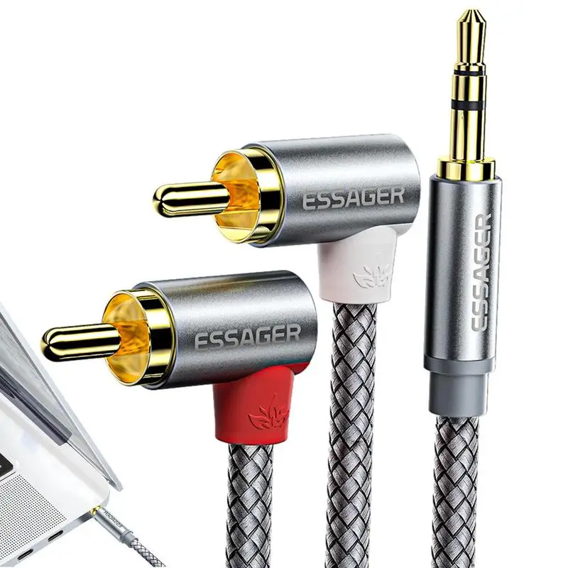

90 Angle Audio Stereo Cable Jack 3.5mm To 2Cable Splitter Male Adapter For Amplifiers Audio For Home Theater Wire