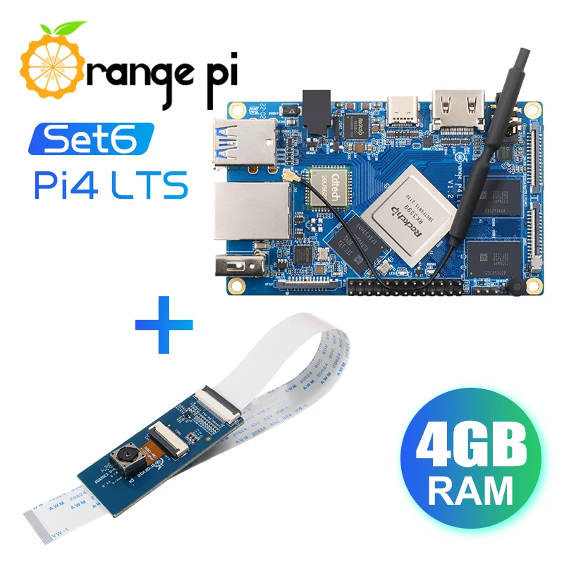 Камера Orange Pi 4 LTS 4G16G + 13MP OV13850 Rockchip RK3399 поддержка Wi-Fi BT5.0 Gigabit Ethernet работает на Android