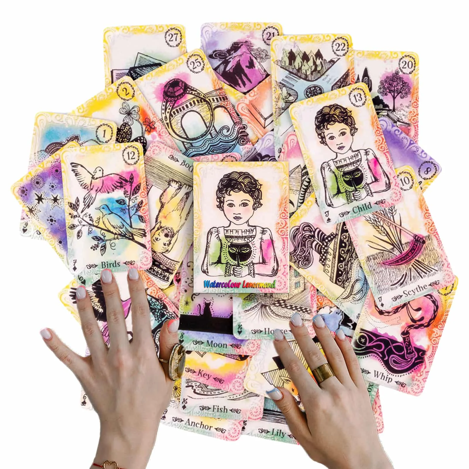 

Акварельные карты Lenormand Tarot, акварельные карты Lenormand для игр для разведения удачи, классический набор Таро для начинающих и