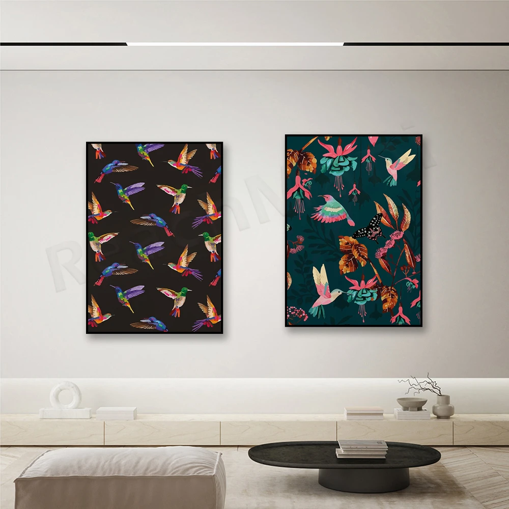 Художественный принт Колибри бабочки декор для гостиной с естественным принтом