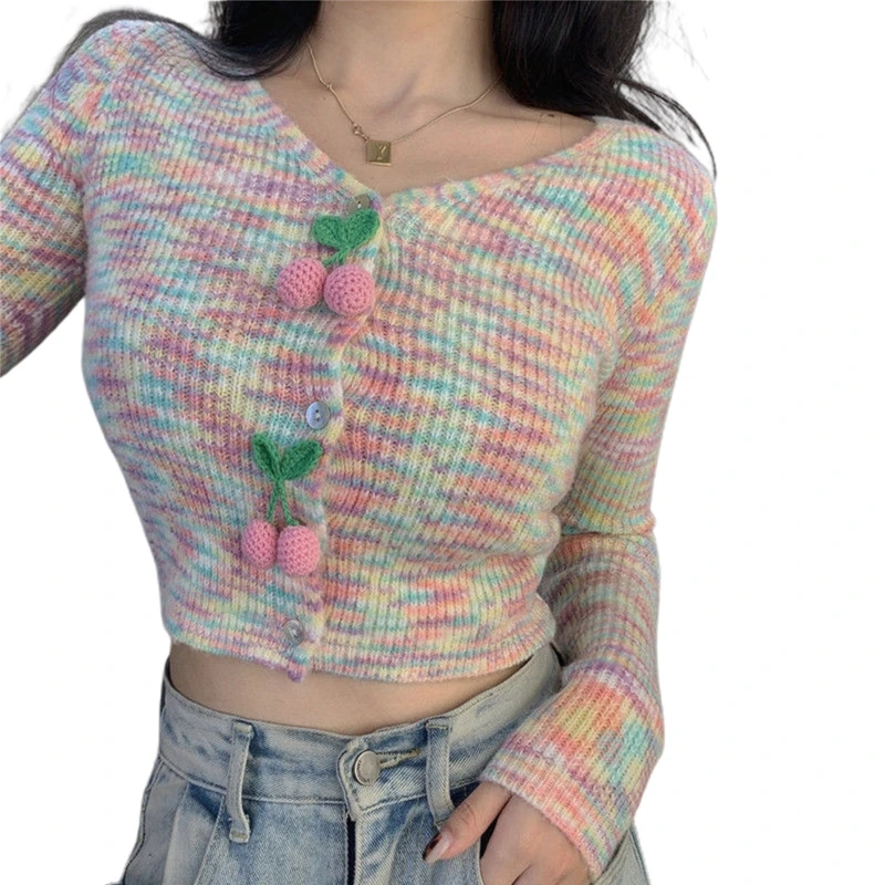 

New style Knitted Cardigan Coat Fashion Sun Protection Long Sleeve Cropped Tops for Women