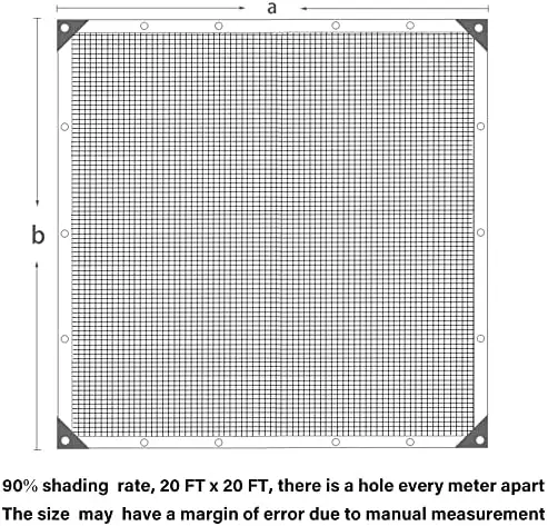 

Shade Cloth, Dog Kennel Shade Cover, 20 x 20 FT Sturdy Durable Sunblock Shade Mesh Tarp with Grommets for Patio Plants Greenhous