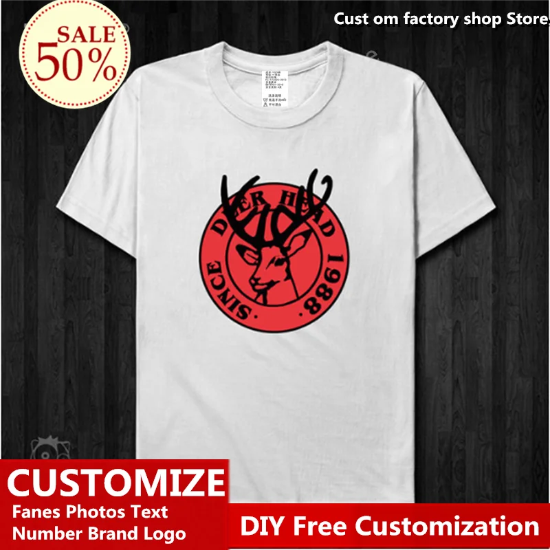 

Deer head funny Cotton T shirt Custom Jersey Fans DIY Name Number LOGO Tshirt High Street Fashion Hip Hop Loose Casual T-shirt