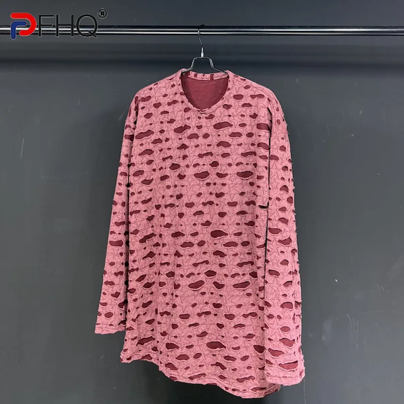 

Модная индивидуальная Мужская футболка PFHQ с изображением сломанных дыр, с длинным рукавом, свободная стильная высококачественная повседневная Уличная футболка, 2023 оригинал, Новинка