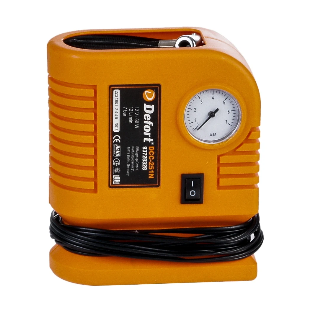 Компрессор автомобильный Defort DCC-251N ( воздушный шланг с клапаном быстрого