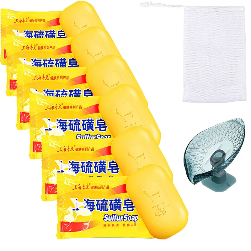 

2.99 Oz (6 Packs) Shanghai 10% Sulfur Soap Oil-Control Acne Treatment Psoriasis Seborrhea Eczema Anti Fungus Bath Soaps Eczema