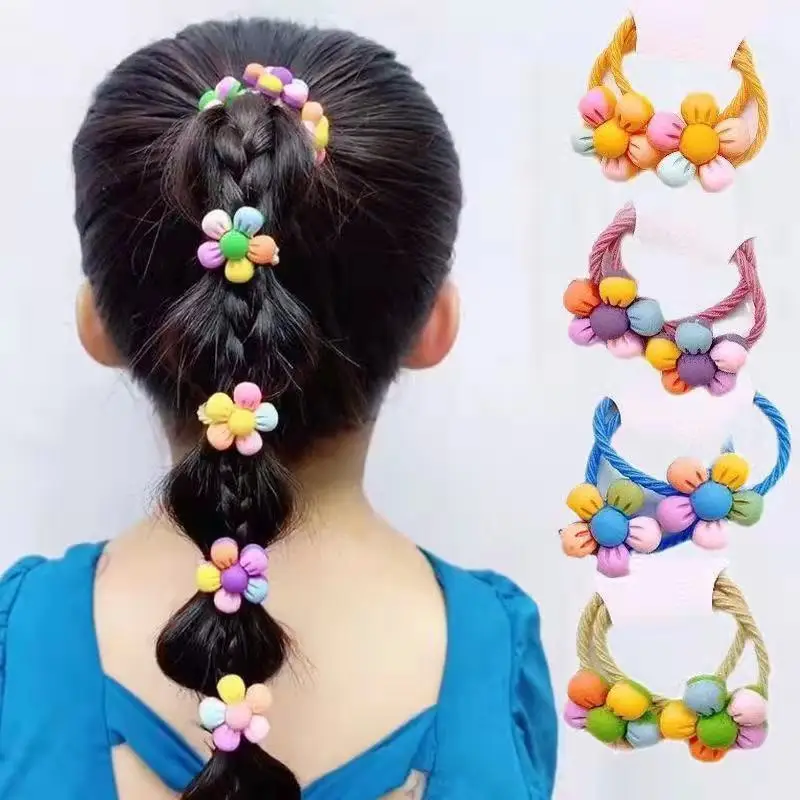 

1Pair Children Cute Flower Elastic Hair Bands Baby Girls Lovely Rubber Bands Kids Hairtie Accessories