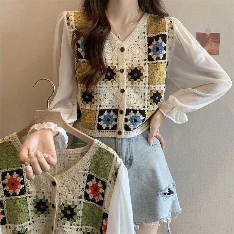 Блузка женская с цветочной вышивкой укороченный топ в стиле бохо винтажная