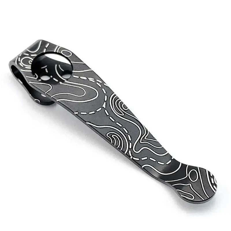 Фото Нож с ЧПУ с топографическим узором, титановый карманный зажим для Spyderco Paramilitary2 C81 C223 C10 C11 G10 Police Yojimbo2 Szabo №2