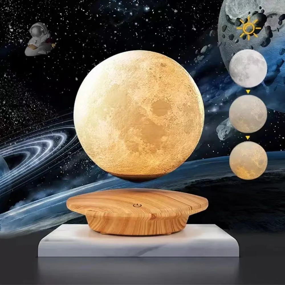 Magnetic Levitation Moon Luna Night Lamp Novelty Led Lights Recharge Changeable Color High Tech Home Decoration Touch Control