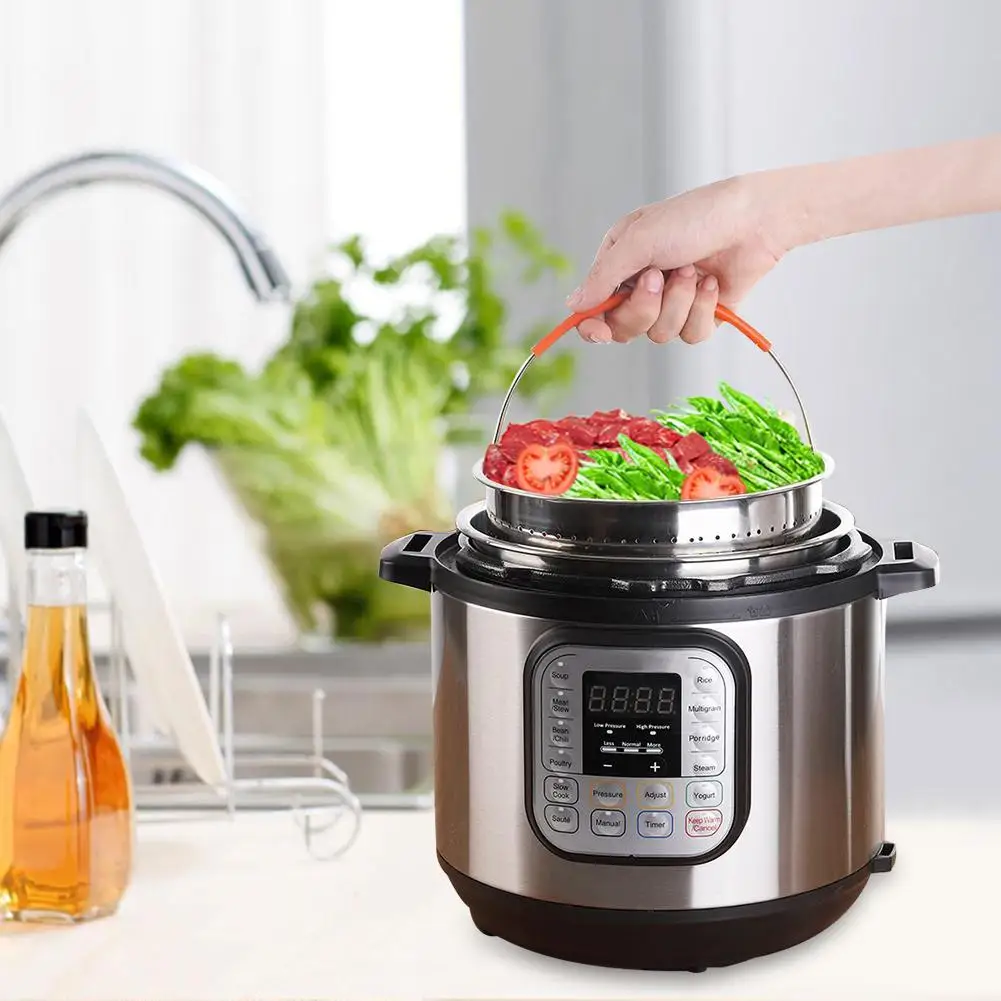 

Stainless Steel Rice Cooker Steam Basket Fits 6 Or 8 Quart Anti-scald Steamer Multi-Function Fruit Cleaning Basket