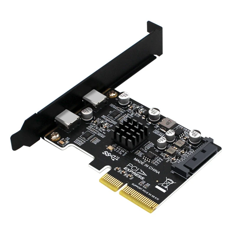 

PCIE3.0 To USB3.1 ASM3142 Dual-Port TYPE-C 10G Desktop PC Built-In Full Height Half Height Expansion Card USB3.1 Expansion Card