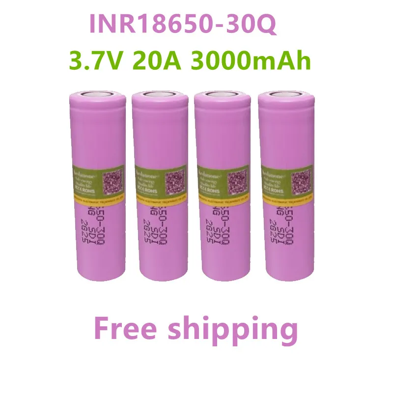 

New Made In Korea18650 3000mAh 20A Discharge INR18650-30Q 3.7v 18650 Battery 3.7V Rechargable Battery+free Shipping USB Toys FAN