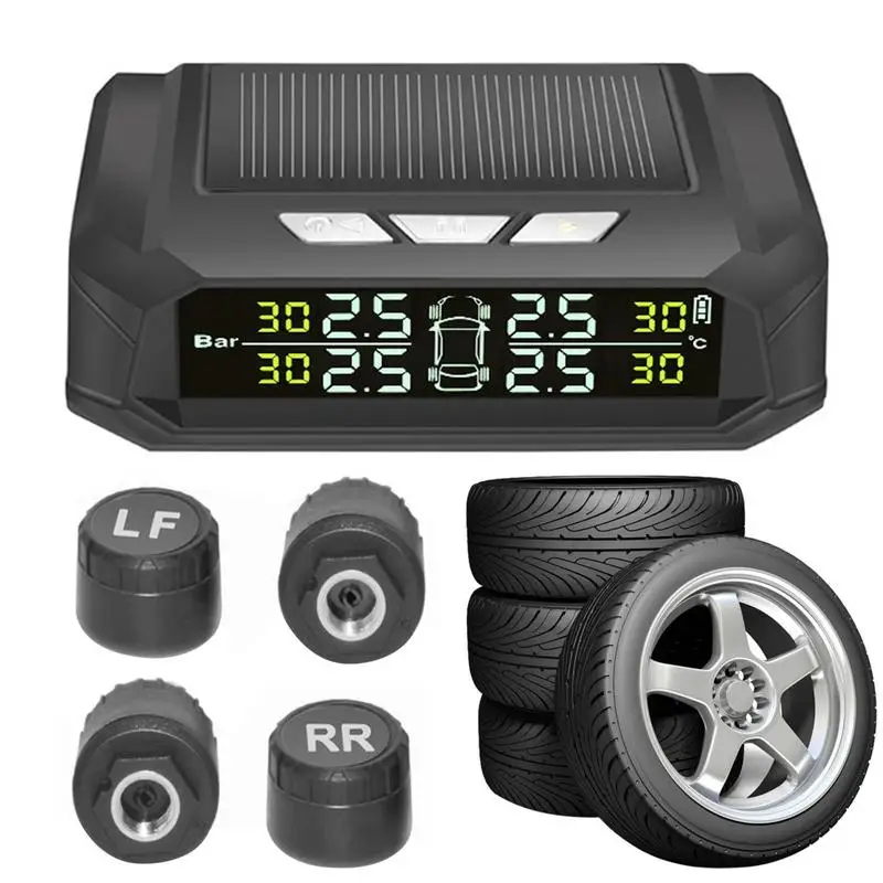 

Система контроля давления в шинах TPMS на солнечной батарее, беспроводная автомобильная сигнализация с ЖК-дисплеем, 4 внешних датчика, режимы сигнализации TPMS RV