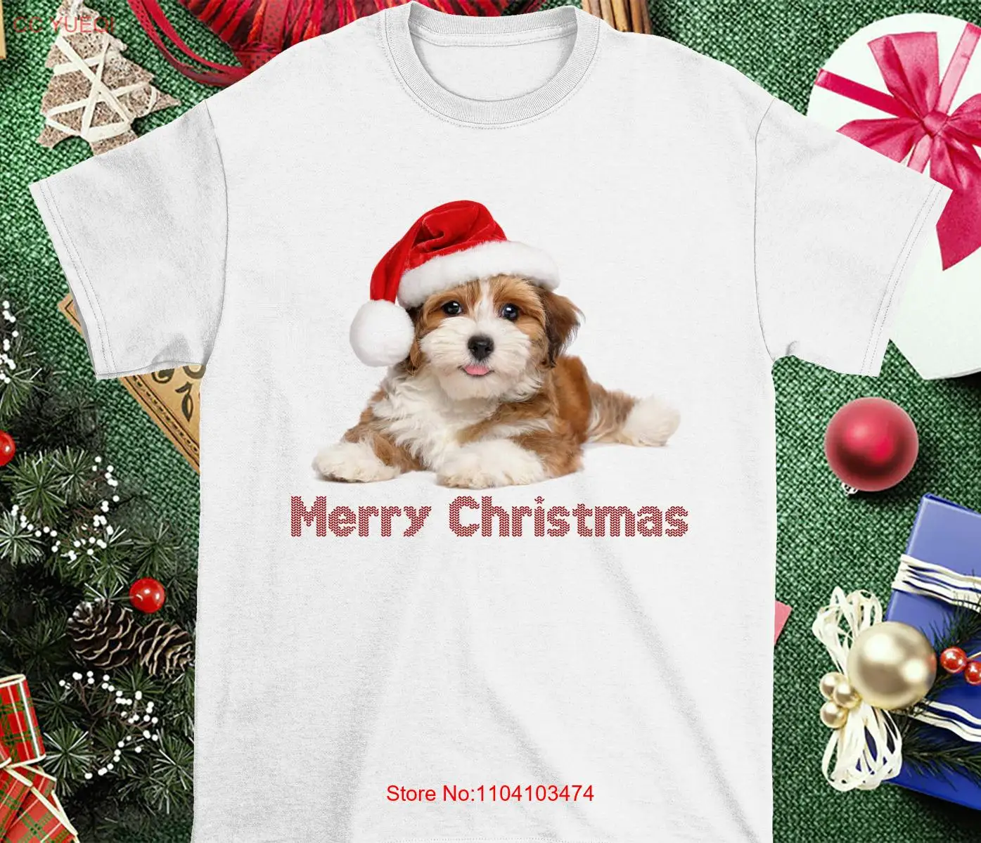 С Рождеством собаки милая рубашка полного размера до 5XL подарок для семьи HB536