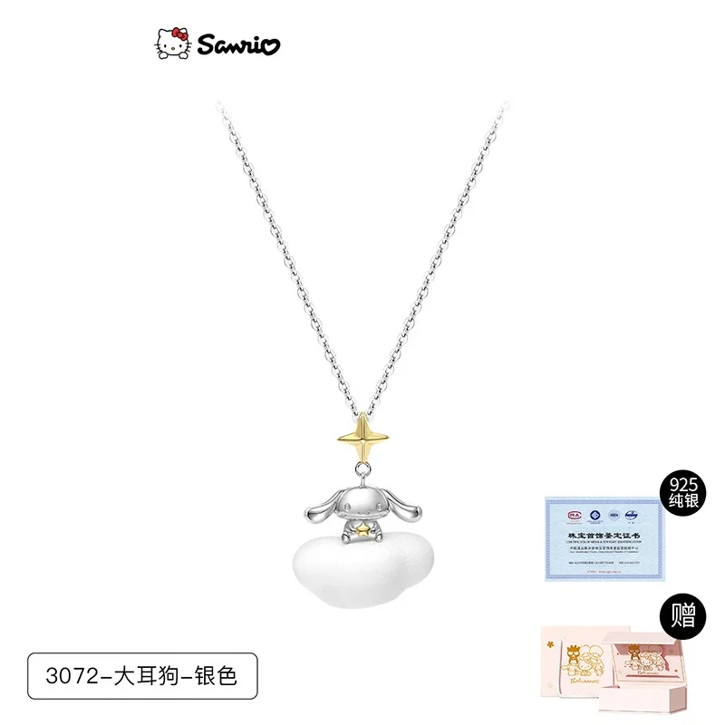 

Sanrio Cinnamoroll 925 Sterling Silver Necklace Send Girlfriend Cartoon Kawaii Fashionable Clavicle Chain Girl Accessories Gift