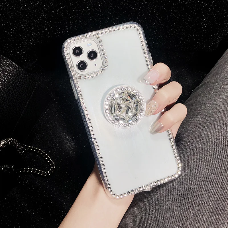 

Luxury Glitter Diamond Holder Phone Case For iPhone 14 13 12 11 Pro Max XR X XS 7 8 Plus SE2020 Bling Crystal Transparent Cover