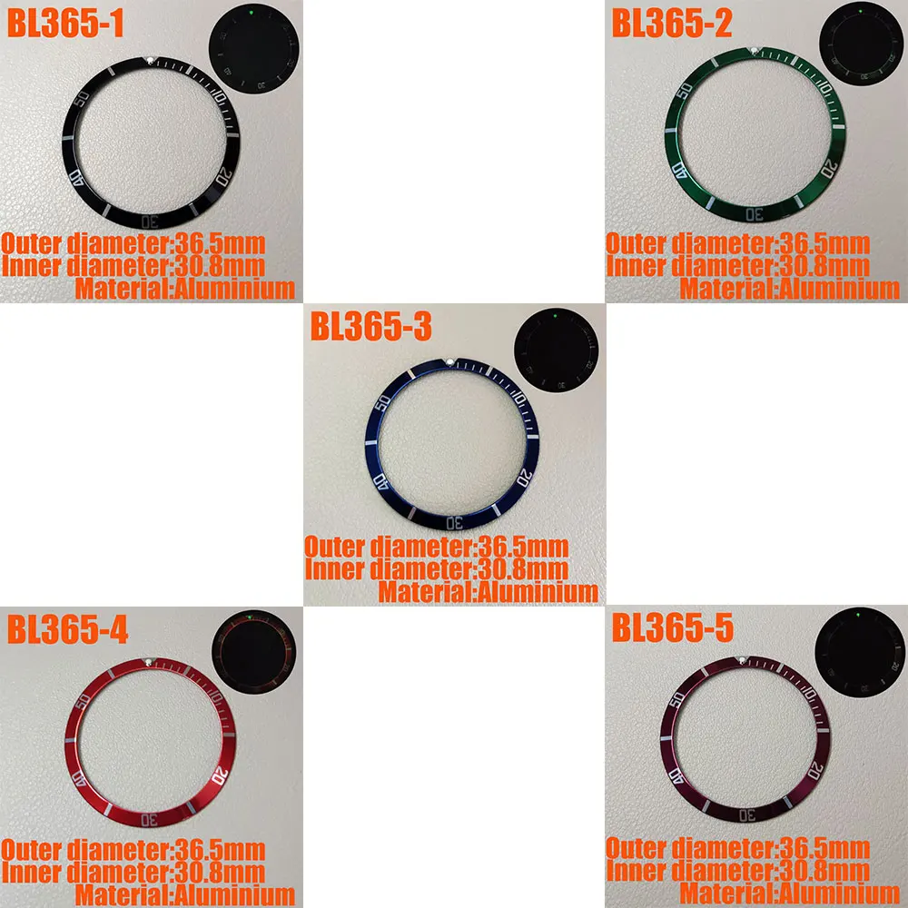 

36.5mm watch frame tilt high-quality aluminum sheet men's watch accessories watch maintenance parts 36.5 * 30.8mm luminous beads