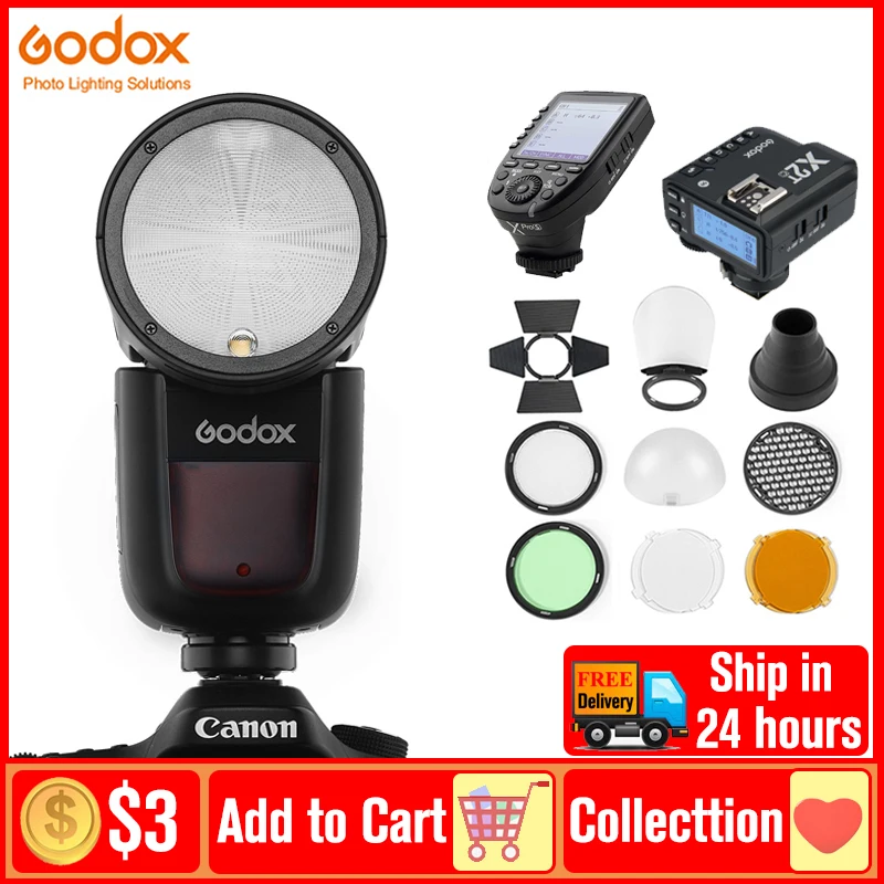 Godox V1 Flash V1C/N/S/F/O/P Camera Speedlight Round Head Flash for Canon Nikon Sony Fujifilm Olympus Pentax Panasonic