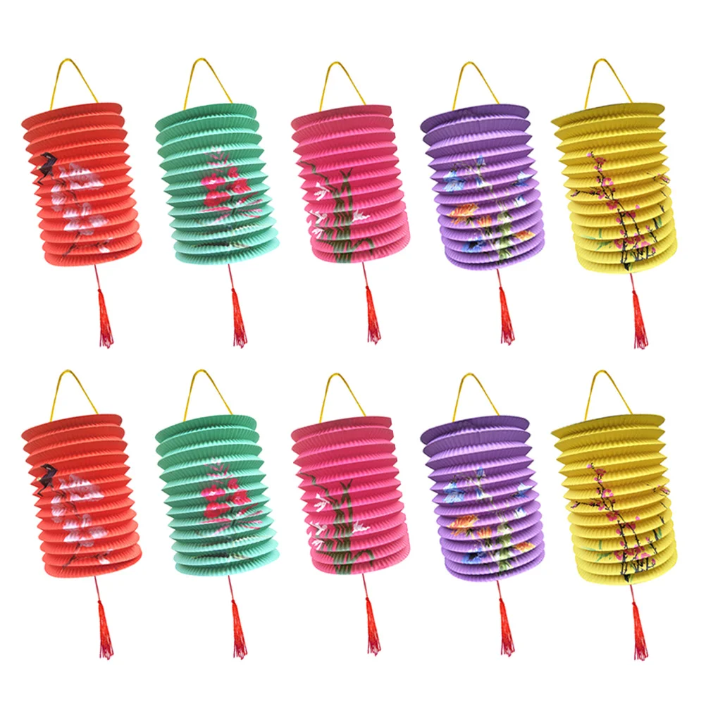 

10 Chinese Hanging Paper Lanterns Decorative Paper Lanterns for Chinese New Year and Moon Festival