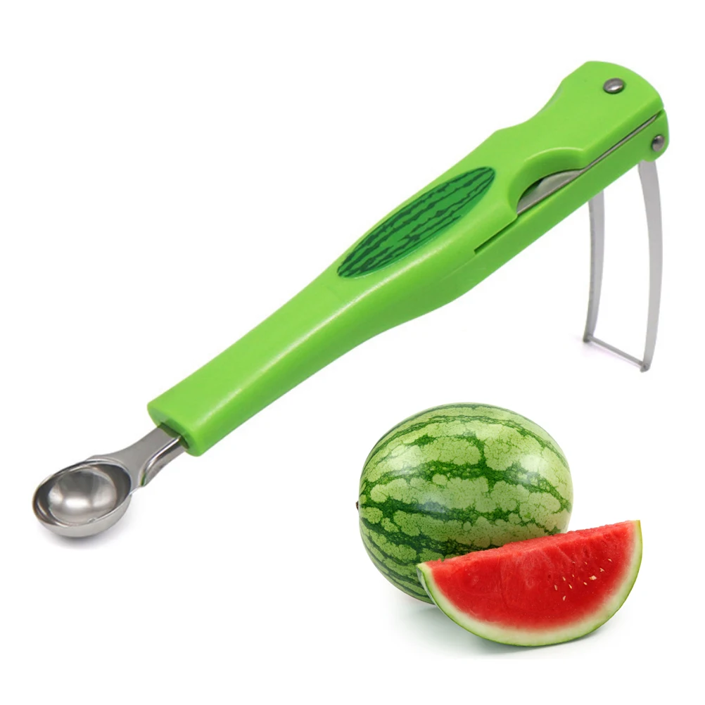 

Melon Baller Scoop Fork Cutter Multifunctional Stainless Steel Fruit Scooper Watermelon Baller Scoop Carving Cutter