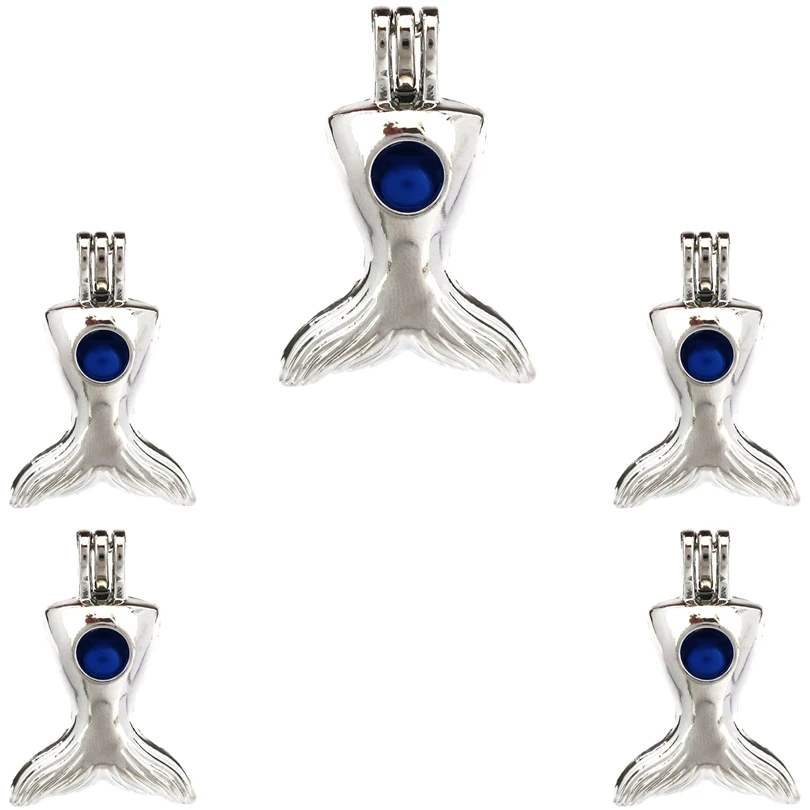 

10PCS Floating Charms Fishtail Pearl Cage Locket Aromatherapy Diffuser Pendant Necklace Bracelet For Gift Jewelry Making Bulk