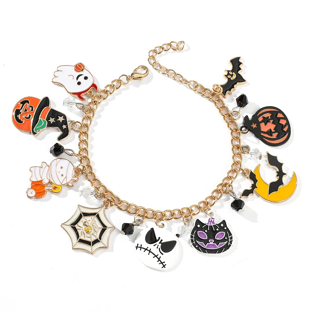 

Disney Anime Movie The Nightmare Before Christmas Metal Charm Bracelet Jack Skellington DIY Beads Bracelet Jewelry Gifts