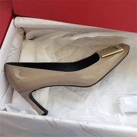 high heels women 2022 new summer spring and autumn leather thin heel single shoes patent leather square head nude wedding shoes