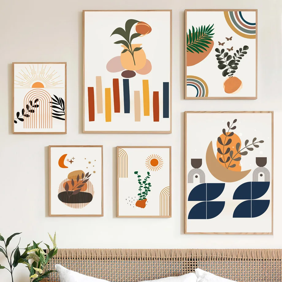 

Minimal Aesthetics Abstract Geometry Leaf Boho Posters Wall Art Pictures Nordic Bedroom Living Room Decor Prints Canvas Painting