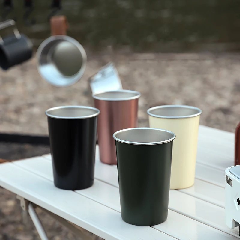 

Camping Cup Outdoor for Teel 304 Steel Stainless Coffee Cups Metal Equipment Travel Portable 350ML Volume Hot Drinks Amping Cup