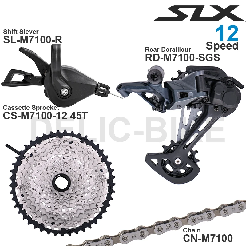 SHIMANO SLX M7100 1x12v Groupset Shifter Rear Derailleur 12 speed 10-45T/51T Cassette Sprocket Chain 124L for  MTB Bike Original