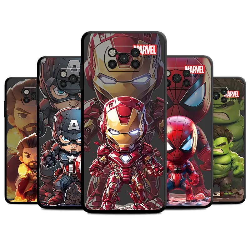 phone Cases for Mi Poco X3 NFC M5 X4 GT case 14 12T 11 9C F5 C40 10T Pro x3 funda Antiscratch cover Marvel AI Spider Man Hulks