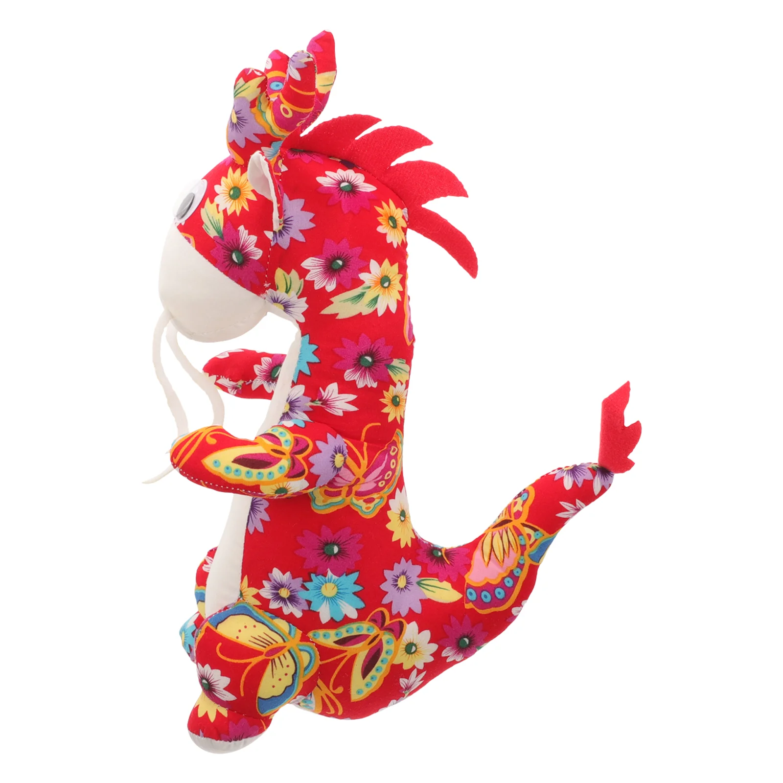 

Chinese Style Dragon Toy Stuffed Mascot Model Plush Figurine Toys Decor Big Flower Decorative