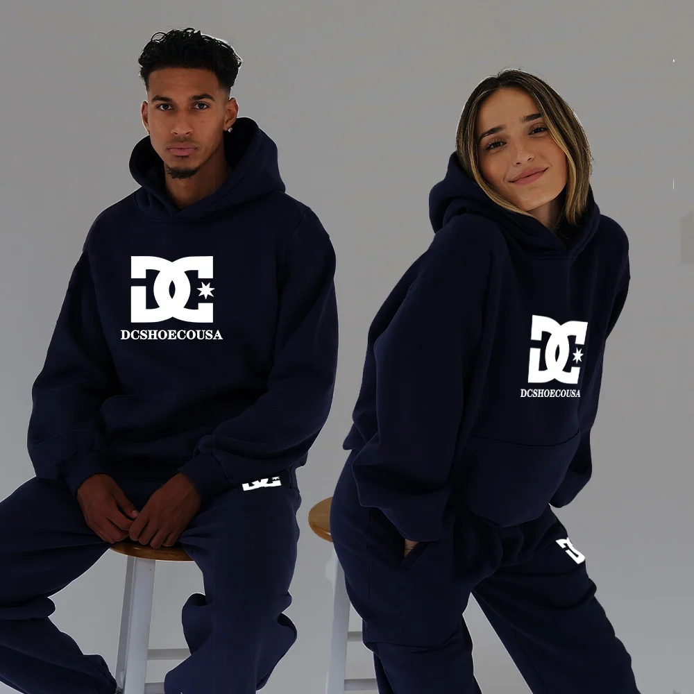 Fashion Couple Hoodie Tracksuit Set/Couple T Shirts Hoodie Pants 2 Piece Cotton Casual T Shirts Sports Fashion Print Streetwear