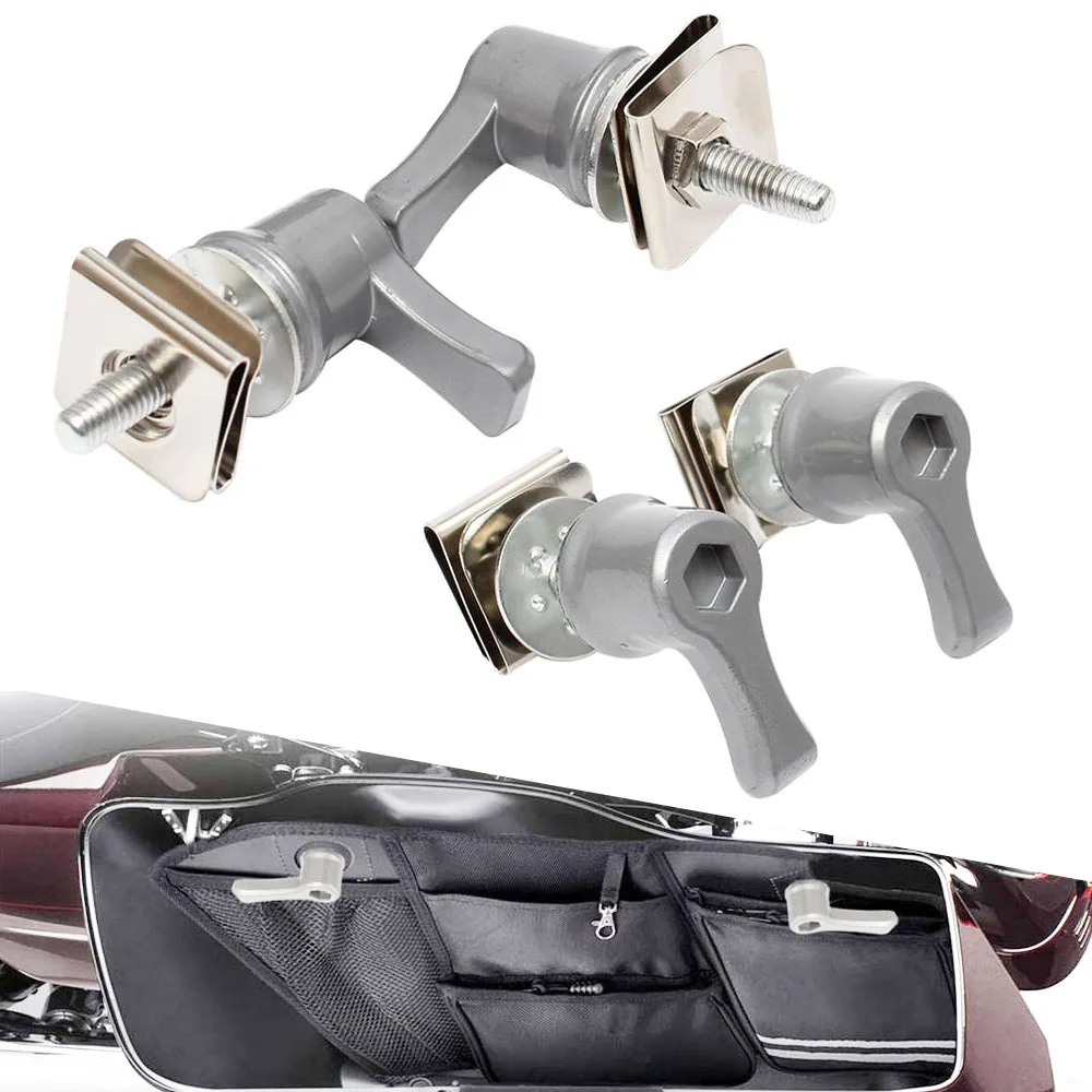 

4-pack Saddlebag Lever Lock Bolts Nuts Mounting Kit fit For Harley Touring Dyna CVO Road Glide Breakout Deluxe Silver