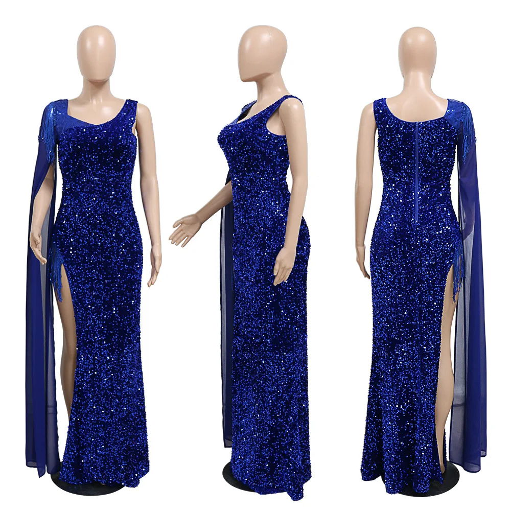 Новое поступление 2023 от Felyn платье знаменитого бренда однотонное с блестками и