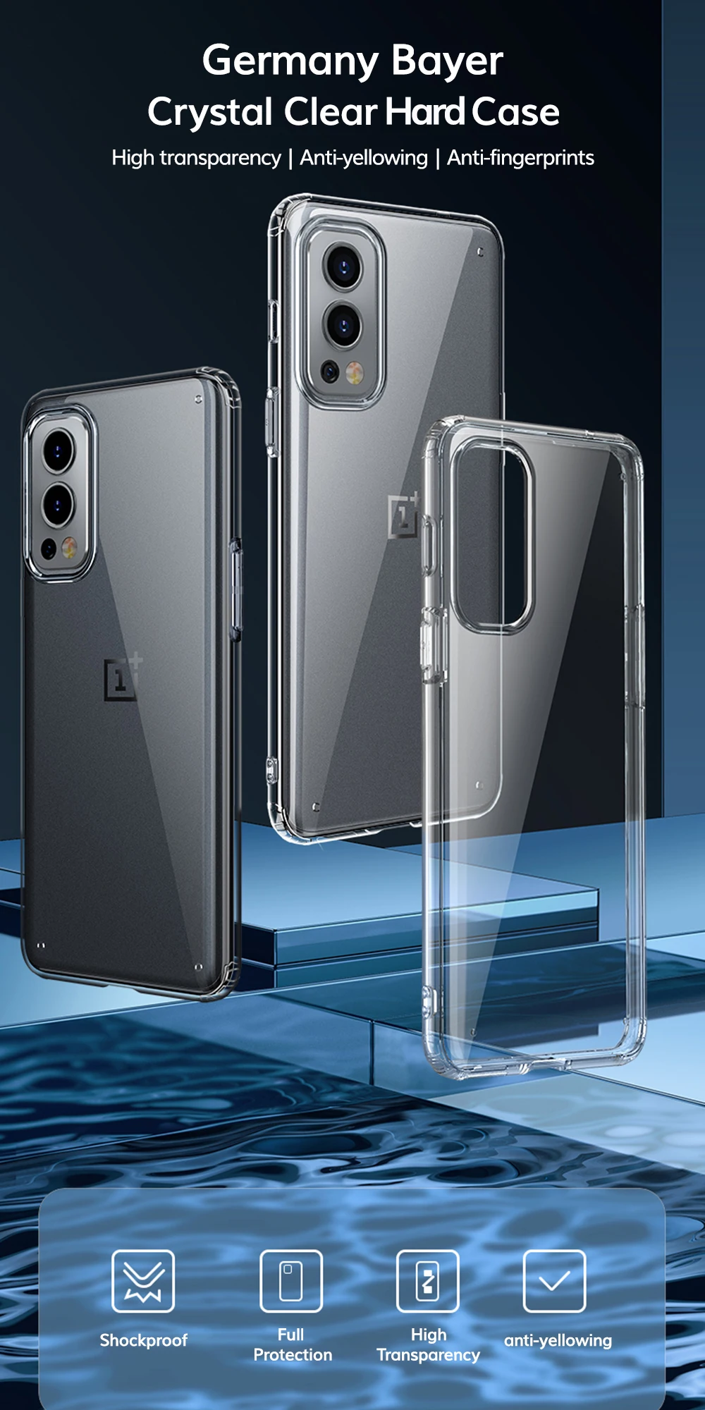 Najtaniej Odporny Na Wstrząsy Futerał UFLAXE Do OnePlus Nord 2 5G WLONS Niemcy Bayer 4K HD Krystalicznie Czyste Tylna Pokrywa Anty-żółta Obudowa