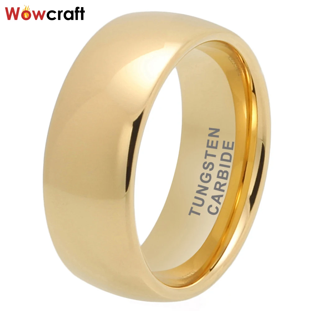 10mm Gold Mens Wedding Band Tungsten Carbide Ring Domed Factory Wholesale Comfort Fit I Love You Engraved Couple Engagement Ring