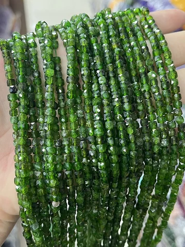 Натуральные Зеленые Бусины из диопсида, квадратные высококачественные Свободные Круглые бусины для изготовления ювелирных изделий, браслетов, ожерелий
