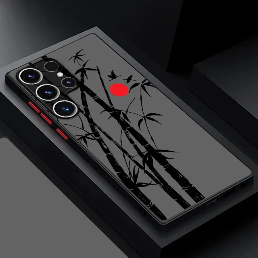 Фото Чехол для Samsung Galaxy S26 S22 S21 S23 FE Note 20 10+ S24 Plus S20 S25 Ultra в китайском стиле с рисунком чернил и бамбука №1